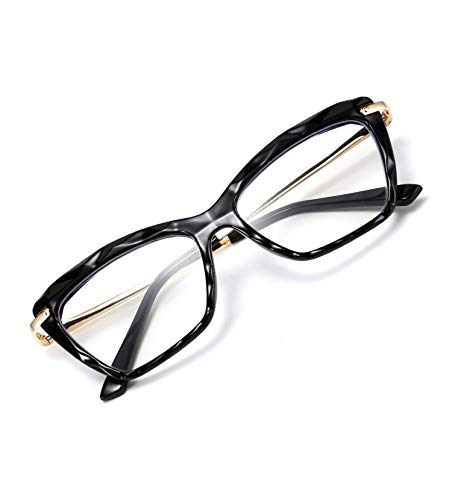 FEISEDY Crystal Cat Eye Reading Glasses Blue Light Blocking Reader Anti Eyestrain Glasses B2596 Black 1.00x