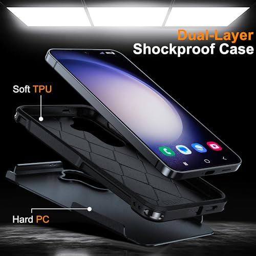 Oterkin for Samsung Galaxy S24 Case, [10FT Military Grade Protection] Galaxy S24 Case [Shockproof][Heavy Duty Dropproof] S24 Phone Case [Non-Slip Slim] Protective Case for Samsung S24 (B-Black)
