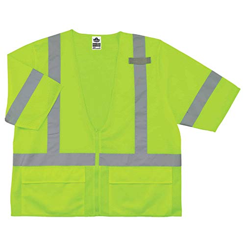 Ergodyne unisex adult Ansi High Visibility Lime Reflective Safety With Sleeves Type R Class 3 Standard Vest, Lime, Small-Medium US