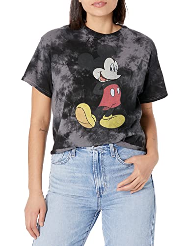 Disney Characters Traditional Mickey Women's Fast Fashion Short Sleeve Tee Shirt, Black/Charcoal, Small