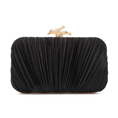 Freie Liebe Clutch Purses for Women Evening Bag Pleated Clutch Bag with Chain for Wedding Party
