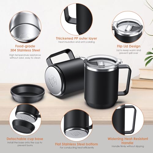 Coffee Mug Warmer & Mug Set for Desk, Electric 36w Coffee Cup Warmer with Auto Shut Off, Timer. Smart Cup Mug Heater with 16oz Cup for Warming and Heating Coffee, Beverage, Candles, Tea, Cocoa, Black