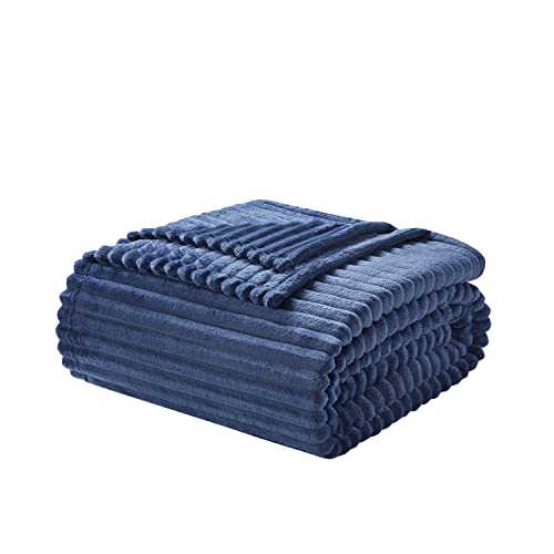 Nestl Navy Throw Blanket for Couch - Fuzzy Blankets and Throws for Sofa, Warm Bed Fleece Throw Blankets, Soft Throw Blanket, Lightweight Cut Plush Cozy Blanket, 50x60 inches Fleece Blanket Throw