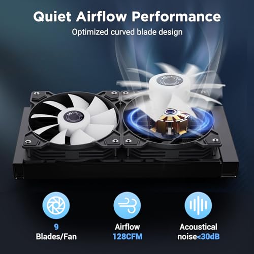 CPU Liquid Cooler CPU Water Cooler 240mm Aio CPU Cooler Liquid CPU Cooling, Compatible with AMD Intel LGA RGB - Black