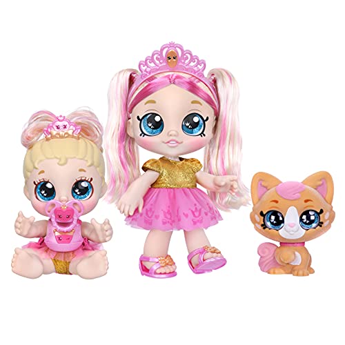 Kindi Kids Scented Sisters Pawsome Royal Family - Pre-School 10" Play Doll: Tiara Sparkles, 6.5" Baby Kindi: Teenie Tiara, and Kindi Pet: Prince Purrfection - Amazon Exclusive