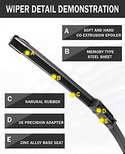 2 Factory Wiper Blades Replacement for BMW 5 6 Series E60 E61 E63 E64 M5 M6 2004-2010 Original Equipment Windshield Wiper Blades Set - 24"+23" (Set of 2)