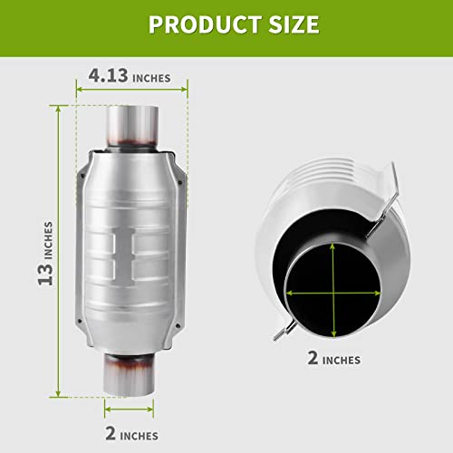 AUTOSAVER88 ATCC0016 2" Inlet/Outlet Universal Catalytic Converter with Heat Shield (EPA Compliant)