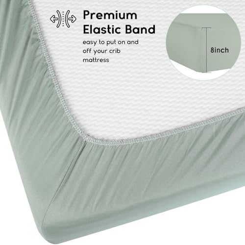 Yoofoss Baby Crib Sheets for Boys Girls, Fitted Crib Sheet 2 Pack for Standard Crib and Toddler Mattress, Super Soft Microfiber Baby Sheet 28x52x8in(Light Blue-Gray)