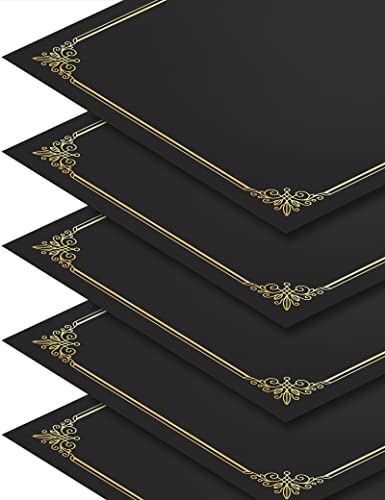 GNL Certificate Holders - 25 Packs Black Diploma Holders, Certificate Covers with Gold Foil Border, for Letter Size 8.5 x 11 Certificate Paper, Award, Graduation, Documents