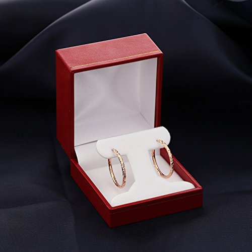 14k Rose Gold Hand Engraved Diamond-cut Round Hoop Earrings -1'' Diameter……