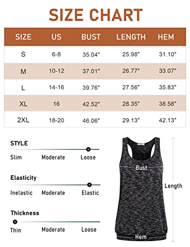 Miusey Workout Shirts for Women Seniors Sleeveless Round Neck Loose Fit Racerback Workout Clothes Athletic Tank Tops (Medium, Space Dye Red -2)