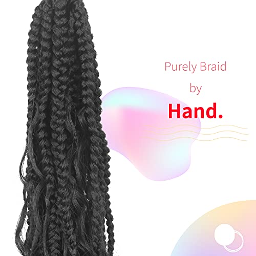 Niseyo Goddess Box Braids Crochet Hair 12 Inch 8 Packs Short Crochet Box Braids Pre Looped Curly Ends Gray Boho Style Synthetic Hair (Tgrey/Ombre Grey)