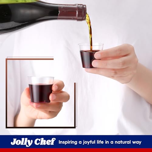 JOLLY CHEF 1000 Pack Plastic Shot Glasses,1 oz Disposable Cups 1 Ounce Tasting Cups Party Cups Ideal for Whiskey, Wine Tasting,Food Samples