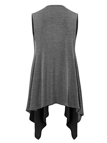 WSK1071 Womens Lightweight Sleeveless Draped Open Cardigan M Wine