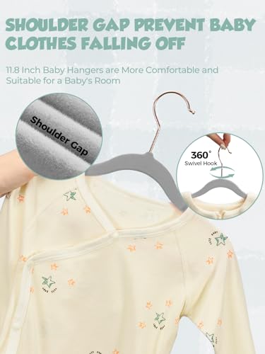 Smartor Premium Baby Hangers Velvet for Closet 50 Pack Black，11.8" Durable Kids Felt Hangers Non Slip for Toddler, Baby Clothes Hangers with 6 Pcs Closet Dividers for Infant/Childrens for Nursery