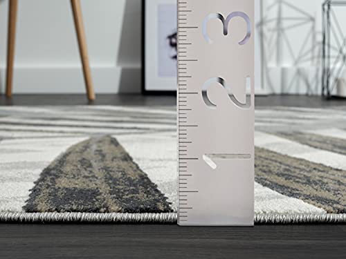 Abani Brown, Grey & Beige Floral Palm Leaf Pattern Area Rug Rugs - Nova Collection Modern Eclectic Style Accent Rug (4' x 6', Grey & Brown)