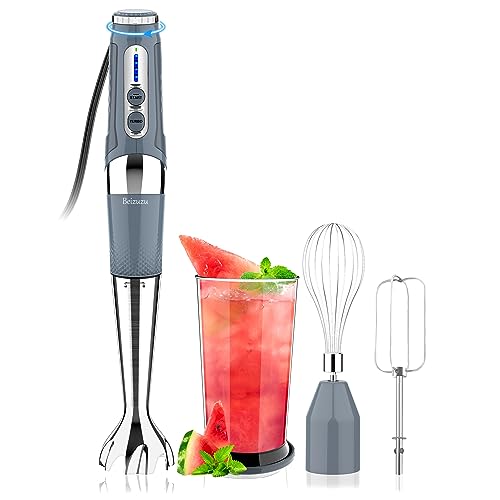 Cordless Hand Blender: 3-in-1 USB Rechargeable Cordless Immersion Blender, 21 Variable Speeds & 3-Angle Adjustable with 700ml Beaker, Egg Whisk and Beater for Smoothies, Soup, Baby Food (Black)