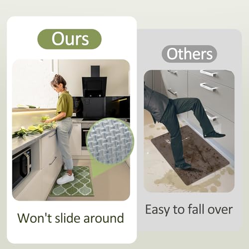 Villsure Kitchen Rugs and Mats, Non Skid Kitchen Runner Rug Absorbent Resist Dirt Kitchen Floor Mat Comfort Standing Mat Made of 100% Polypropylene Machine Washable,17.7"x47",Black