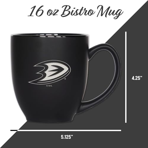 Rico Industries NHL Hockey Pittsburgh Penguins 15oz Laser Engraved Matte Black Ceramic Bistro Mug - For Hot or Cold Drinks