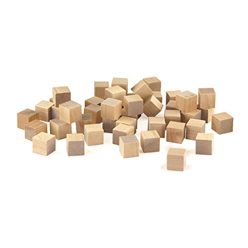 Hygloss Products Unfinished Wood Blocks - Blank Wooden Building Block Cubes – 1 Inches, 48 Pack