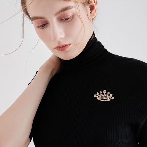 GBAHFY Crystal Rhinestone Princess Queen Crown Brooch Pin Crown Brooches for Women Crown Tiara for Wedding Party Banquet Birthday (G Silver)