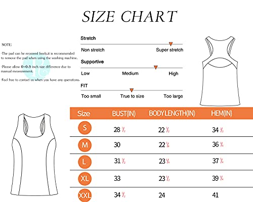 RUNNING GIRL Tank Top for Women, Workout Ribbed Cotton Sports Bra Racerback Compression Long Tank Tops Plus Size Athletic (BX2356 Blue, CN:L,US:M)