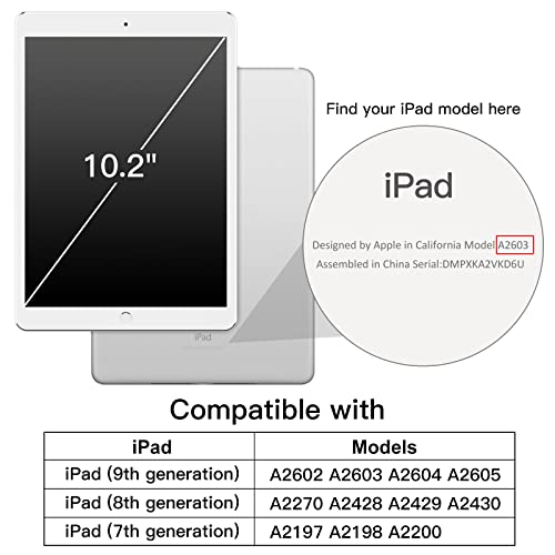 JETech Case for iPad 10.2-Inch, 9th/8th/7th Generation (2021/2020/2019) with Pencil Holder, Multi-Angle Stand Soft TPU Protective Cover Auto Wake/Sleep (Black)