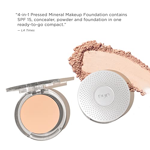 PUR Beauty 4-in-1 Pressed Mineral Makeup Powder Foundation with SPF 15 - Concealer & Finishing Compact Pressed Powder for Face - Buildable Medium to Full Coverage Foundation Powder (Light)