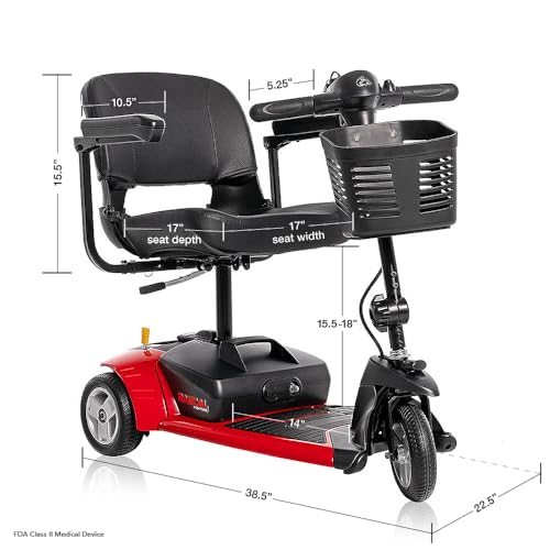 Rascal Venture 3-Wheel Portable Mobility Scooter for Travel, Easy Disassembly, Compact Design, 300 lb Capacity, Battery Included