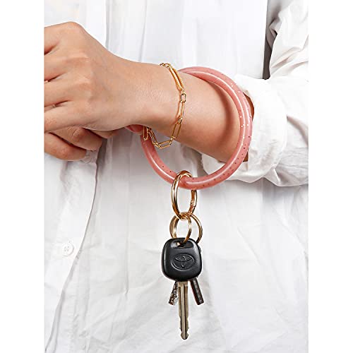 Townshine Silicone Leather Bangle Key Ring Wrist Keychain Bracelet Round Key Rings Holder Gift (Maple leaf)