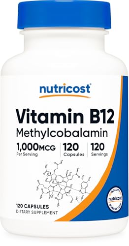 Nutricost Vitamin B12 (Methylcobalamin) 1000mcg, 120 Capsules - Vegetarian, Non-GMO & Gluten Free B12 Supplement