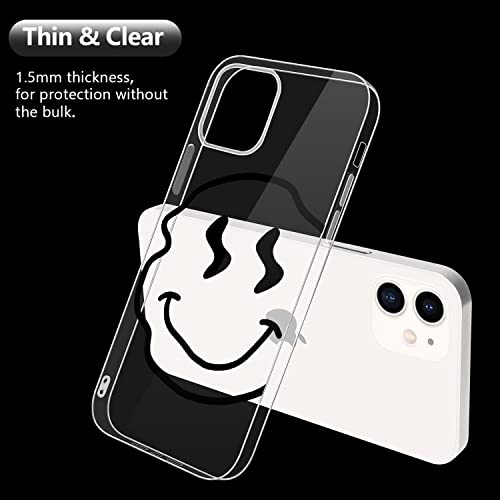 Idocolors Funny Cartoon Phone Case Clear Case for iPhone XR,Happy Life Printted Protective Shell Transparent Unique Design Anti-Yellowing Soft TPU Bumper Ultra Slim Shockproof Cover for iPhone XR