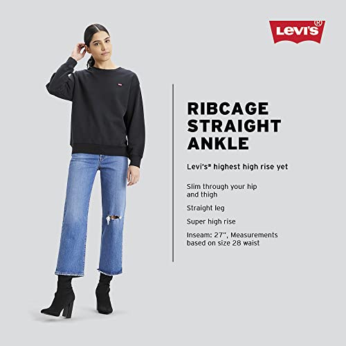 Levi's Women's Ribcage Straight Ankle Jeans, Medium Indigo Worn in, 32