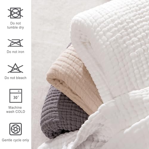 EMME Checkered Throw Blanket Cotton for Couch Soft Muslin Blankets 50"x60" Lightweight Breathable Soft Blanket All Season Gauze Blanket, Grey