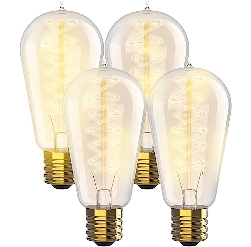 HUDSON BULB CO. Vintage Edison LED Light Bulbs 6W (6 Pack), Soft White, Non-Dimmable, E26/E27 Base, ST58 Style, 60 Watt Equivalent