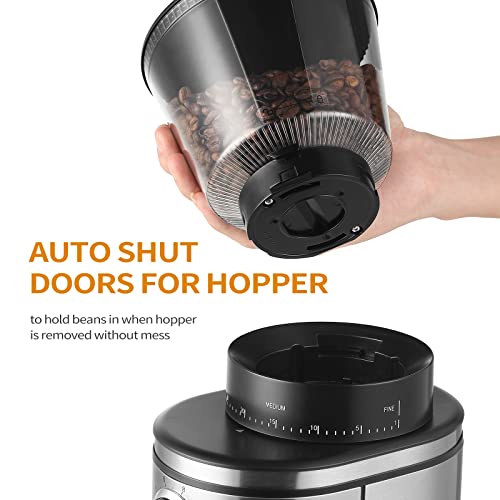 Ollygrin Coffee Bean Burr Grinder Electric, Burr Mill Conical Coffee Grinder With 30 Adjustable Grind Settings For 2-12 Cups, Sliver & Black