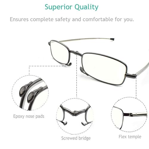 sevenplus 3 Pack Reading Glasses Blue Light Blocking, Anti UV Glare, Foldable Computer Spring Hinge Readers for Women Man 5.0X