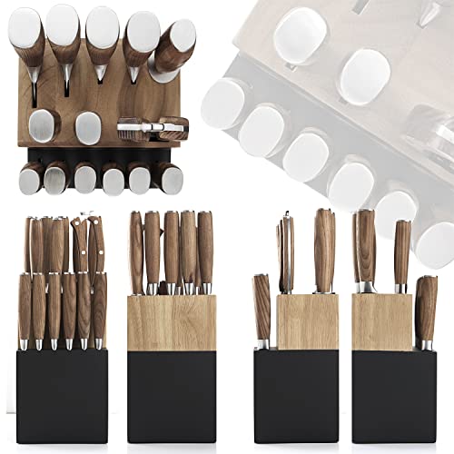 Kangdelun Natura Series 15 PCS Knife Block Set, Ultra Sharp High Carbon Stainless Steel with Wooden Handle