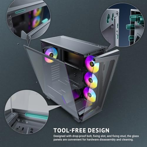 Antec C3 ARGB, 3 x 120mm & 1 x 120mm ARGB PWM Fans Included, Up to 8 Fans Simultaneously, Type-C，Seamless Tempered Glass Front & Side Panels, 360mm Radiator Support, Mid-Tower ATX PC Case