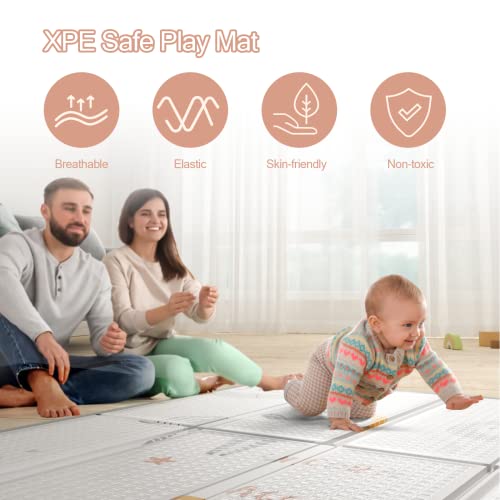 ZEEBABA Baby Play Mat, 47"x47" Foldable & Reversable Play Mat, 0.4" Thick Waterproof Foam Play Mat, Unicorn Baby Mat, Foam Play Mat for Babies and Toddlers for 47 inch Playpen