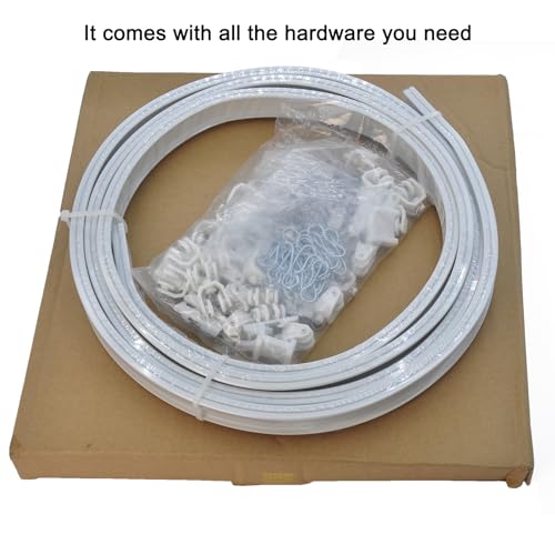 XCK Flexible Ceiling Curtain Track Ceiling Mount 10 ft Curved Shower Curtain Rod for Bay Window Curtains & Room Divider Curtains Bendable Curtain Rail White RV Curtain Track