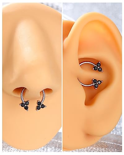 Jewseen 16g Septum Rings Flower Cartilage Hoop Earring 316L Stainless Steel Daith Piercing Jewelry Nose Rings Hoops Piercing Jewelry for Women