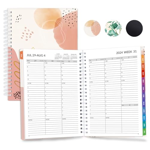 SUNEE Academic Planner 2024-2025, 17 Month Appointment Book 6.4"x8.3", Hourly, Weekly & Monthly - from August 2024 - December 2025, Flexible Cover, Note Page, Pocket, Bookmark, Black