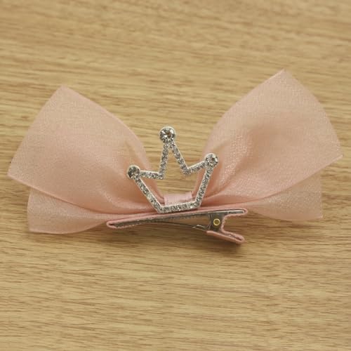 Nihao Baby HandmadePink Bows for Toddler Girls Baby Pearls Hair Clips-2PCS