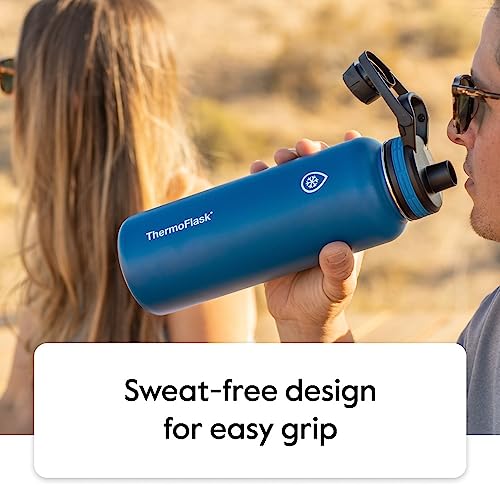 ThermoFlask 24 oz Double Wall Vacuum Insulated Stainless Steel 2-Pack of Water Bottles, Black / Malachite