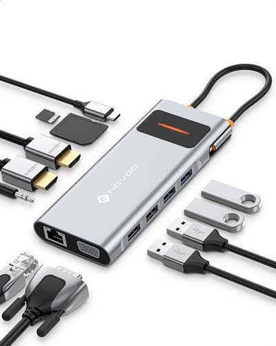 NOVOO USB C Hub 5 in 1 Dongle Aluminum with HDMI 4K Adapter, 2 USB 3.0 Ports, 1 SD Memory Port, 1 microSD Card Reader for MacBook Pro 2019/2018, iMac 2017, Huawei MateBook, Google Chromebook Pixel