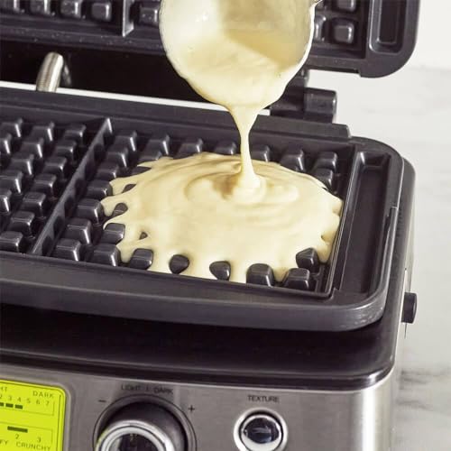 GreenPan Elite 2-Square Belgian & Classic Waffle Iron, Healthy Ceramic Nonstick Aluminum Dishwasher Safe Plates, Adjustable Shade/Crunch Controls, Wont Overflow, Easy Cleanup Breakfast, Black