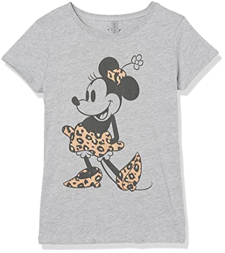 Disney Girl's Leopard Mouse T-Shirt, Athletic Heather, Small