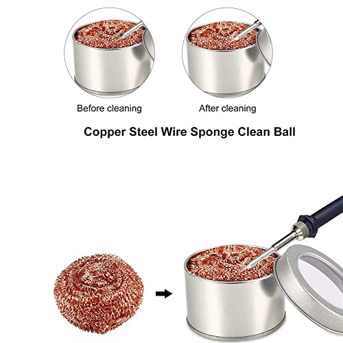 MEKNIC Solder Tip Cleaner Soldering Ion Tip Cleaning Wire and Holder Coiled Brass Sponge Tip Cleaner Kit with 7 PCS Solder Tip Cleaning Wire and 1 PC Holder for Cleaning Soldering Irons and Tips