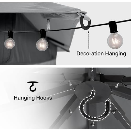 LAUSAINT HOME Outdoor Patio Gazebo 10'x10' with Expansion Bolts, Heavy Duty Gazebos Shelter Party Tent with Double Roofs, Mosquito Nettings and Privacy Screens for Backyard, Garden, Lawn, Navy Blue